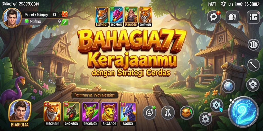 Tampilan gameplay menegangkan dalam BAHAGIA777 dengan berbagai menara dan musuh.
