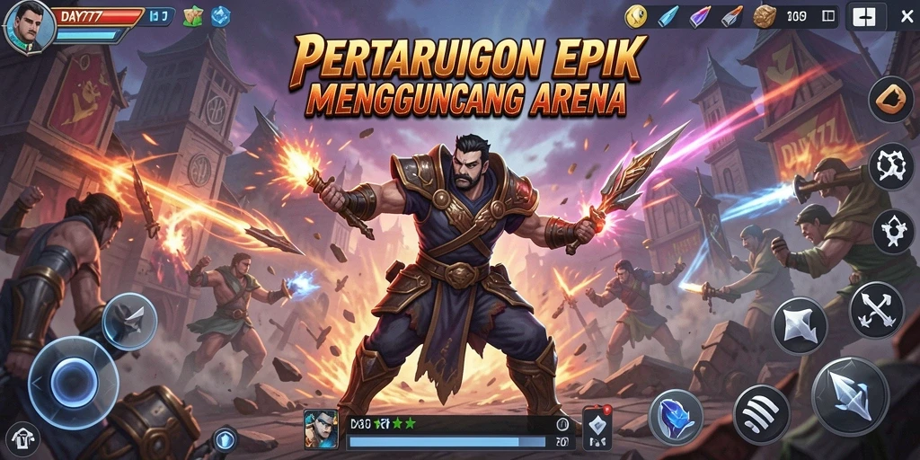 Gameplay DAY777 dengan pertarungan yang intens dan memukau.