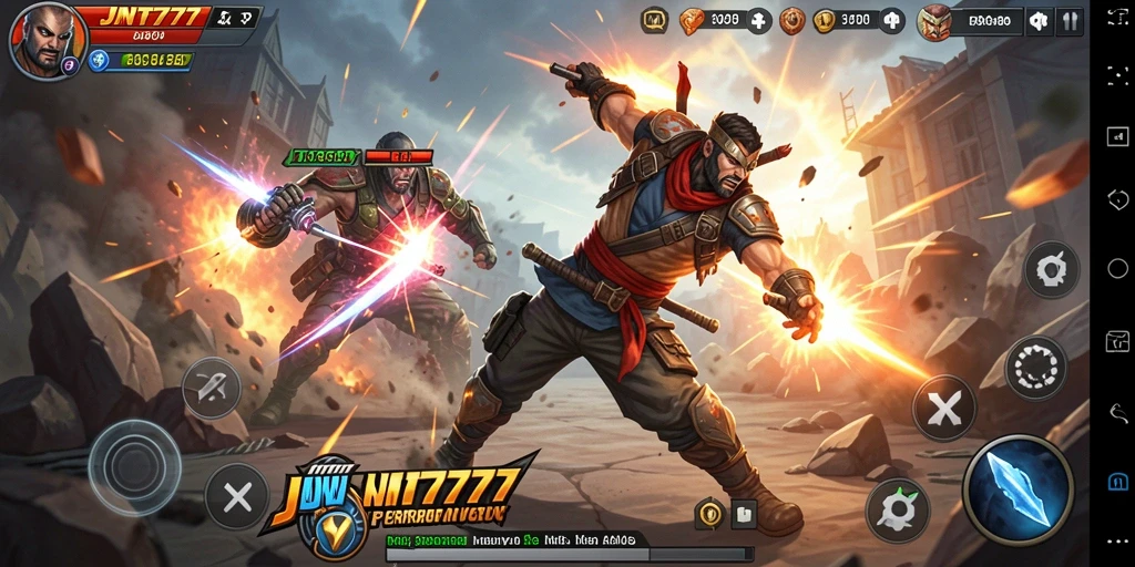 Screenshot JNT777 menunjukkan aksi bertarung yang mendebarkan.
