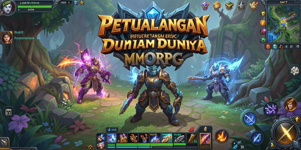 Screenshot utama LUSA777 menampilkan pertempuran epik dalam dunia MMORPG.