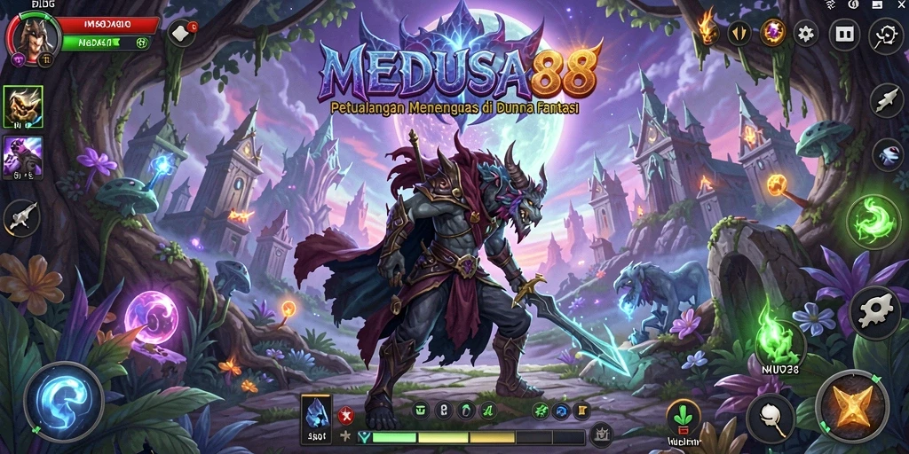 Tampilan gameplay menegangkan dalam MEDUSA88 dengan pemandangan fantastis.