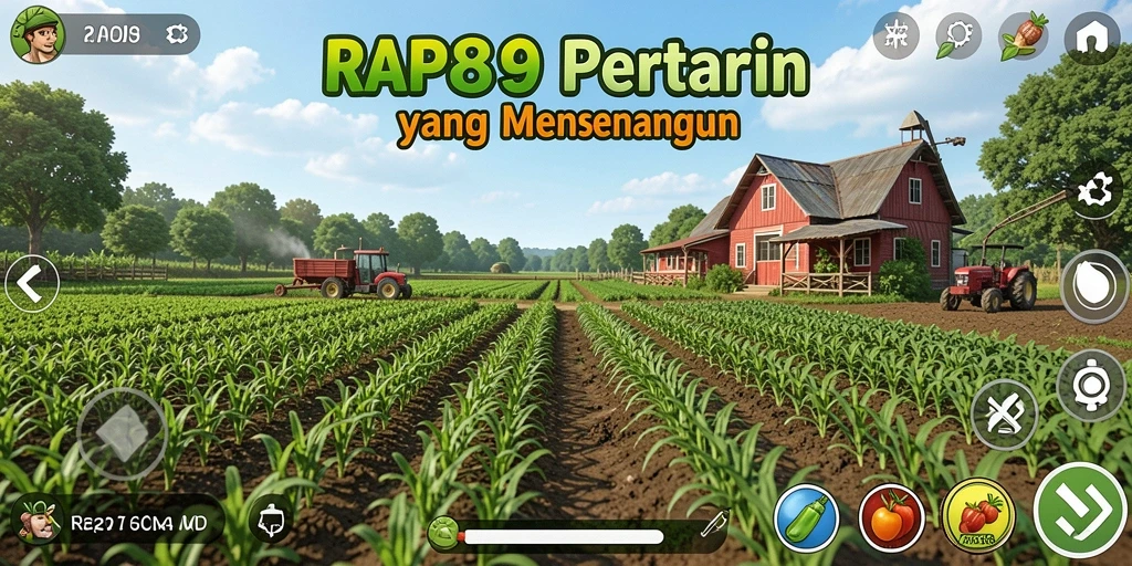 Screenshot menampilkan suasana gameplay mengelola pertanian yang aktif.