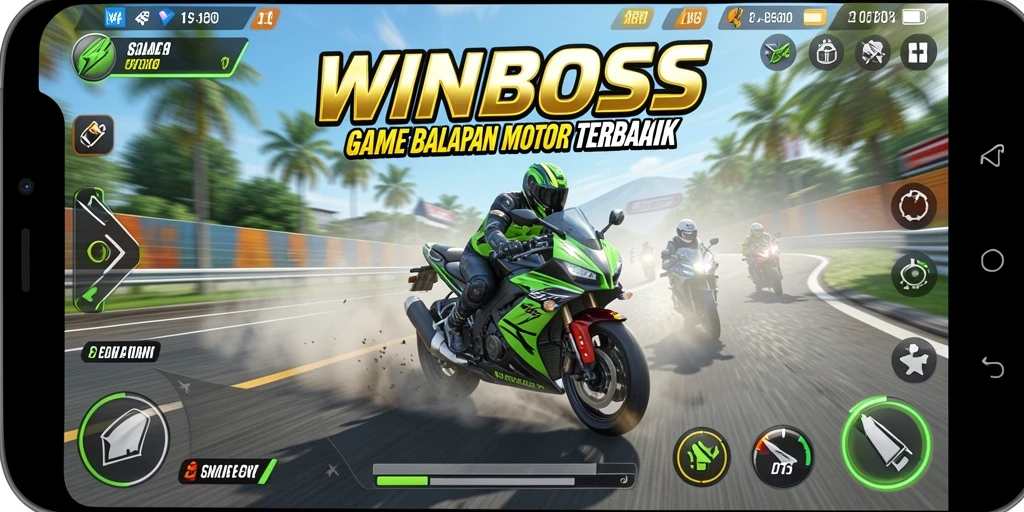Gameplay mendebarkan dari balapan motor di WINBOSS.
